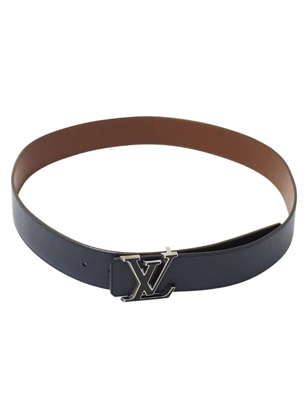 Louis Vuitton Belt LV Tilt Reverse Taurillon Navy Brown 100 40 Reversible